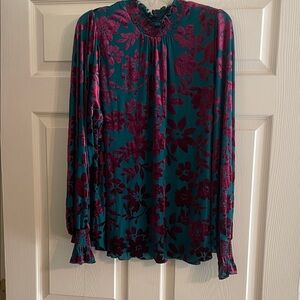 NEW Floral Teal and Burgundy Women's Top large